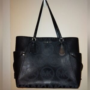 Michael Kors black monogram tote bag purse